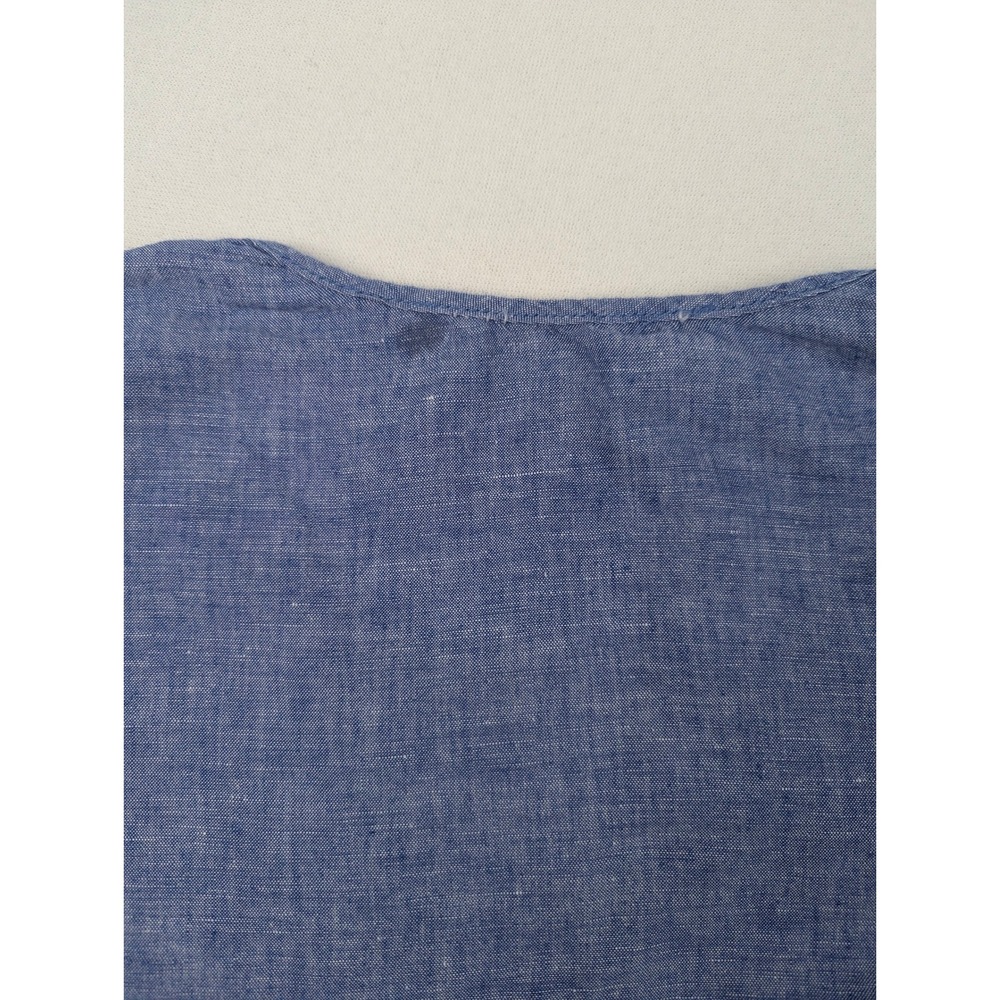 Max Studio Womens Blue Linen Blend Split Neck Button Blouse Size S - Picture 12 of 13
